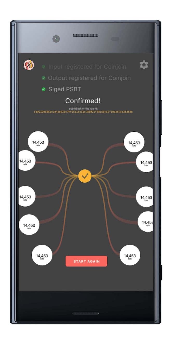 Completed coinjoin transaction