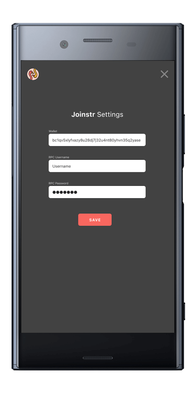 joinstr settings screen
